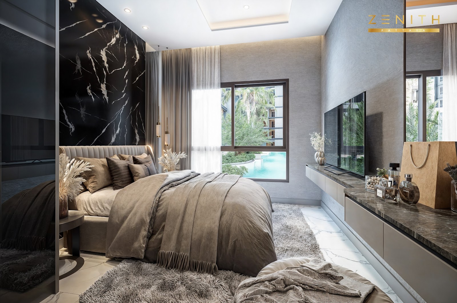 Квартира с 2 спальнями 60 м² в Zenith с видом на бассейн — Пратамнак (Pratumnak)