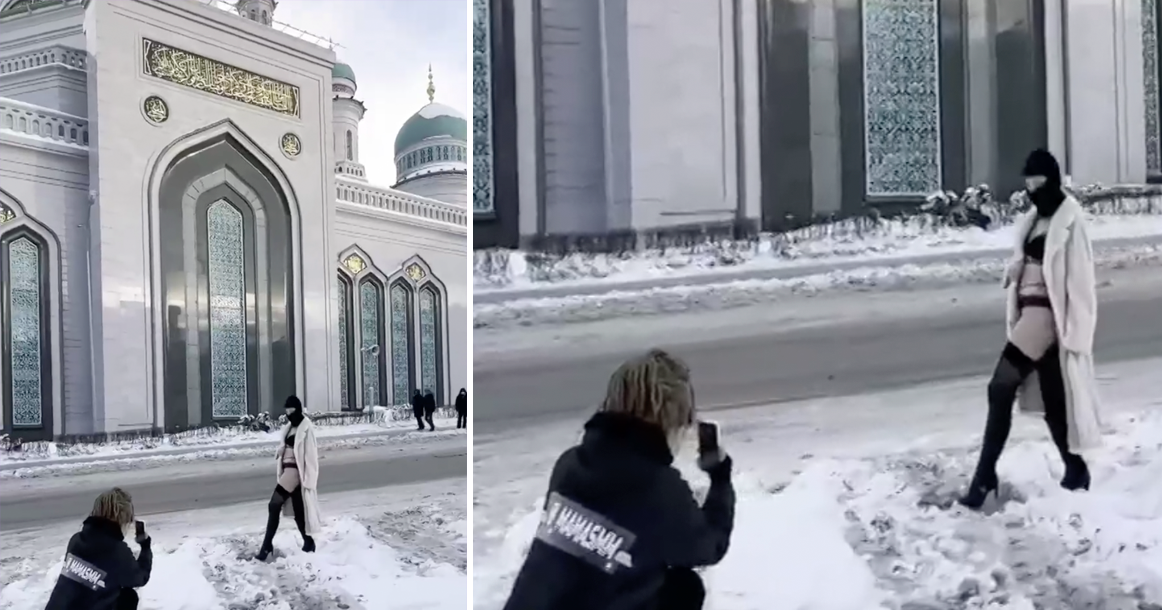 Жена танцует перед друзьями. Девушка в мечети. Девушка на фоне мечети. Позирование на фоне мечети. Девушка на фоне мечети в Москве.