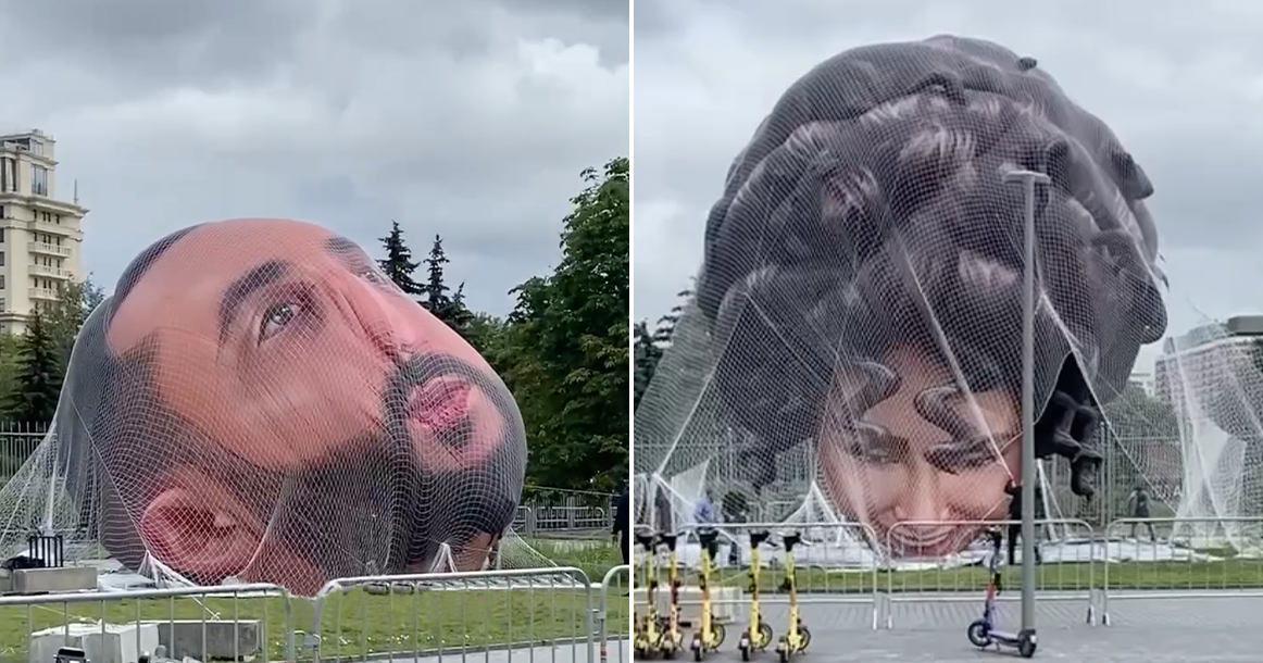 Огромные надувные головы. Голова воздушный шар. Надувные головы в парке Горького. Огромные головы у Музеона.