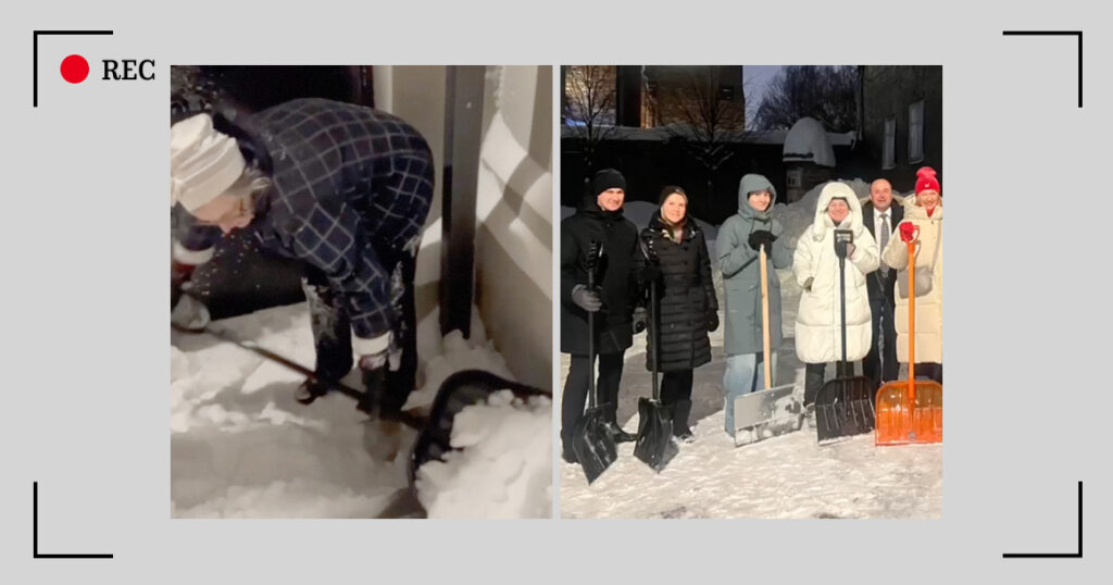 Жители известного дома Большого театра в Брюсовом сами расчистили двор после снегопада