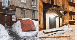В Москве массовое обрушение козырьков