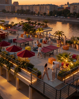 На крыше павильона в парке Горького откроется мегаверанда с лежаками, баром и бильярдом