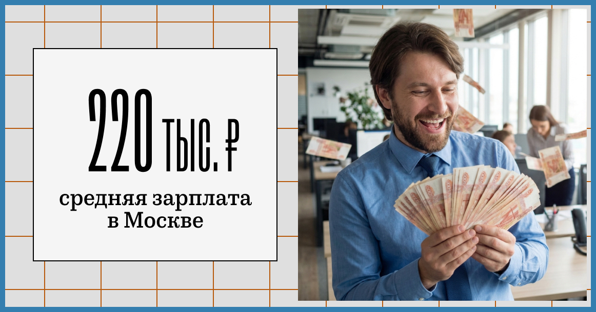Средняя зарплата в Москве выросла уже до 220 тыс. рублей в месяц