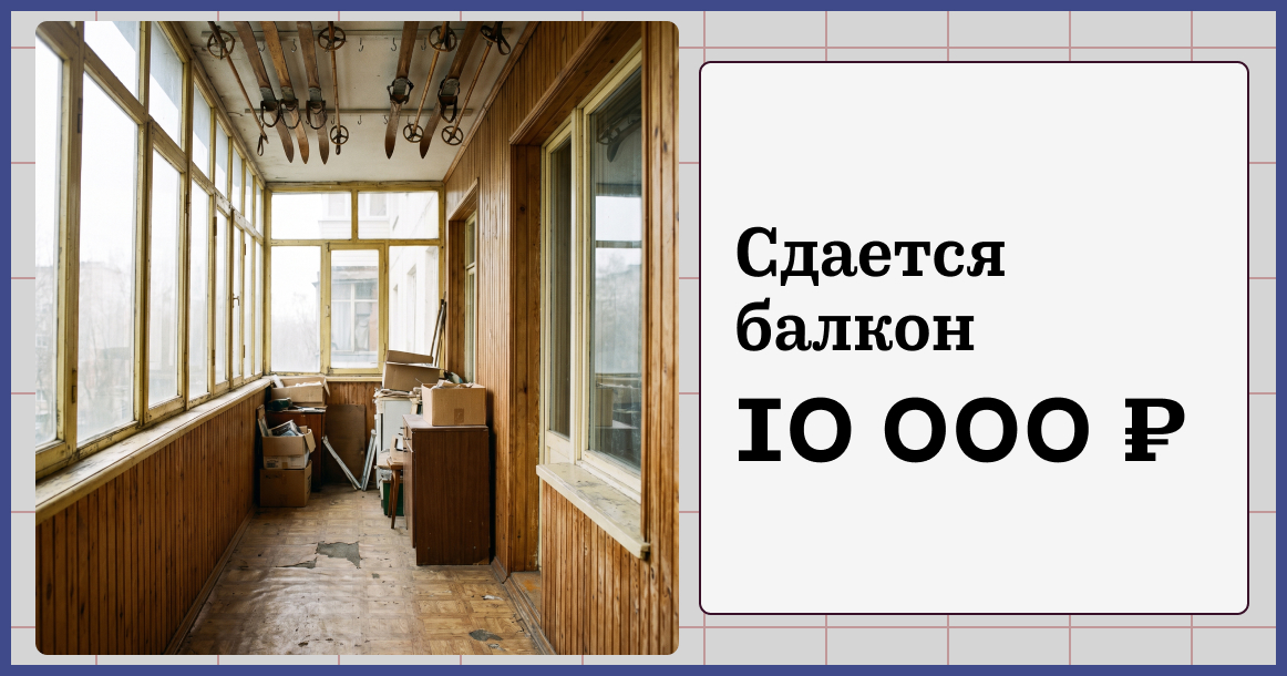 Щедрое предложение: в Москве за 10 тыс. рублей сдается балкон в двушке, где уже живут 4 человека