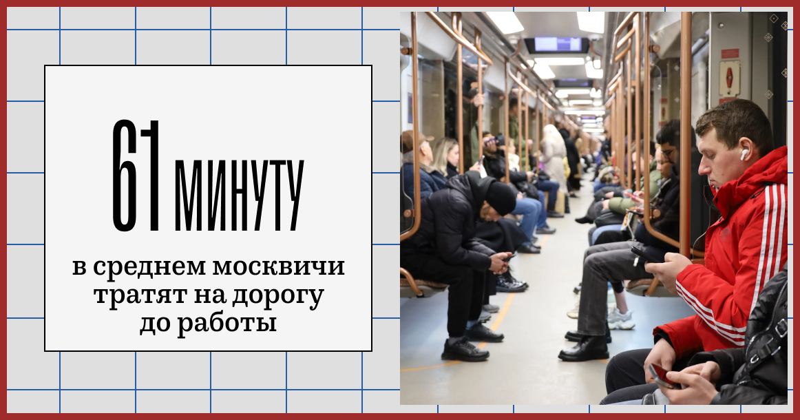 Москвичи добираются до работы в среднем за 61 минуту, а хотели бы укладываться в 27 минут