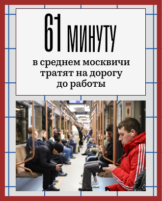 Москвичи добираются до работы в среднем за 61 минуту, а хотели бы укладываться в 27 минут