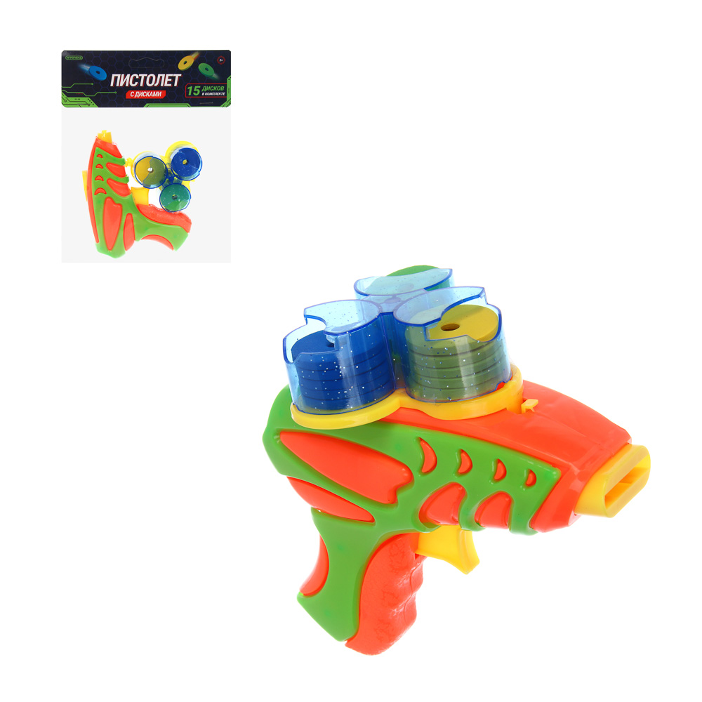 ИГРОЛЕНД Пистолет стреляющий дисками, PP, ABS, 4 дизайна, 16х3,5х21,5 см - #1