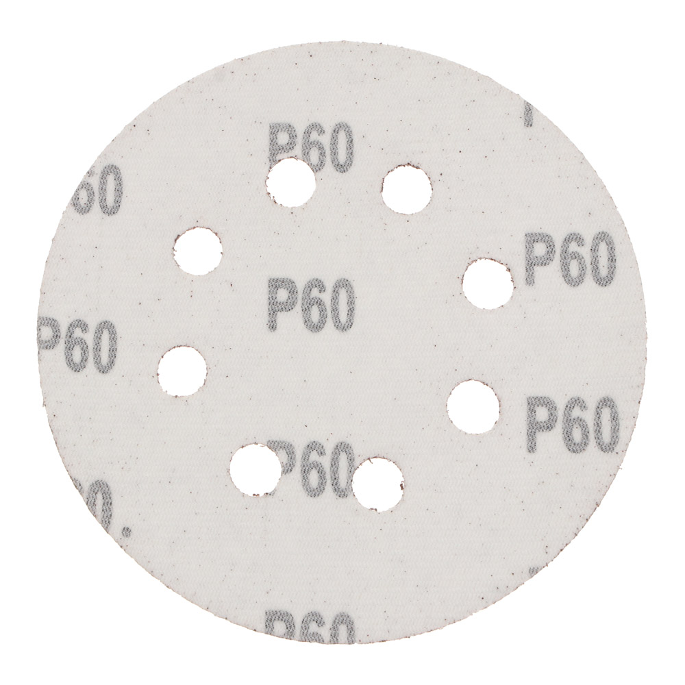 ЕРМАК Круг шлифовальный из абразивной бумаги на велкро основе, 8 отверстий, P60, 125 мм, 5шт. - #5