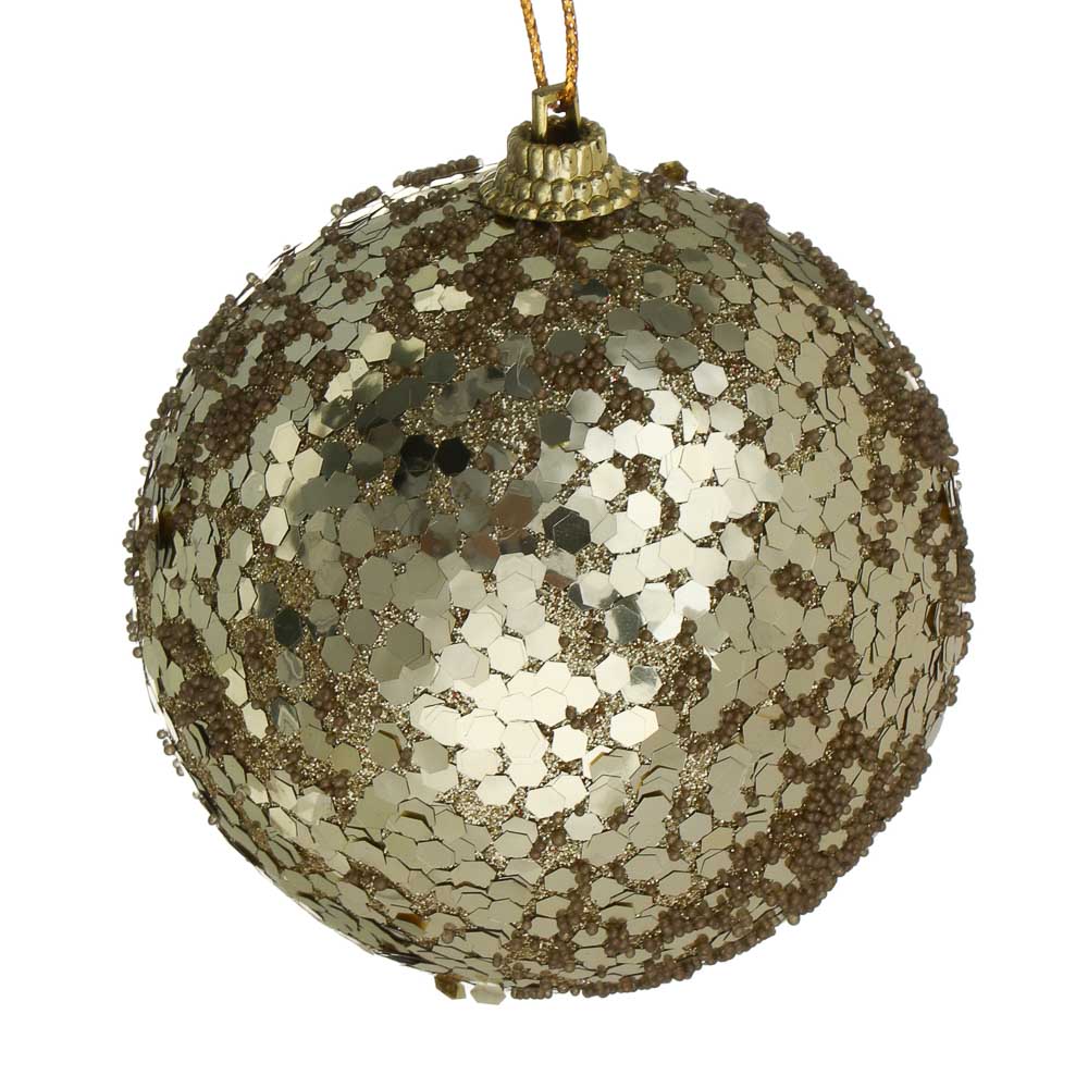 СНОУ БУМ Елочная игрушка шар, диаметр 8 см, золотой, пластик - #1