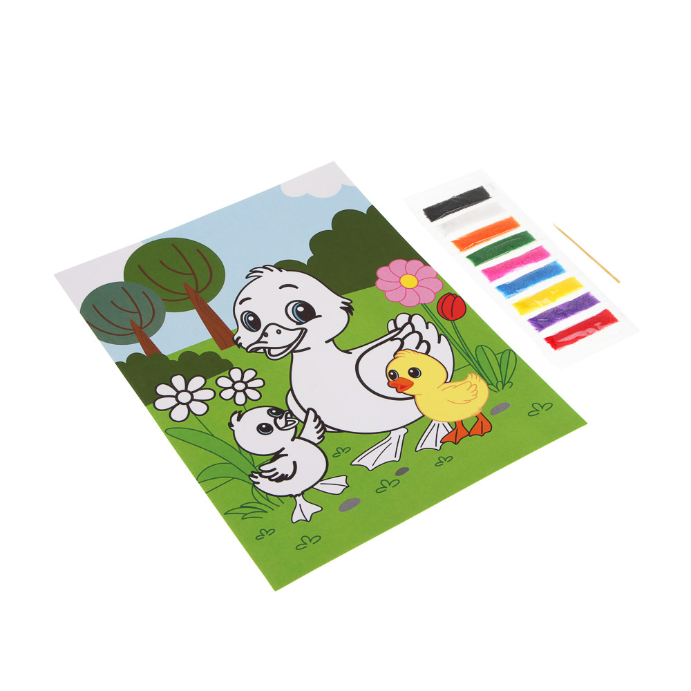 Фреска из песка с цветным фоном "Микс", бумага, песок 8-10цв., 21х27см - #3