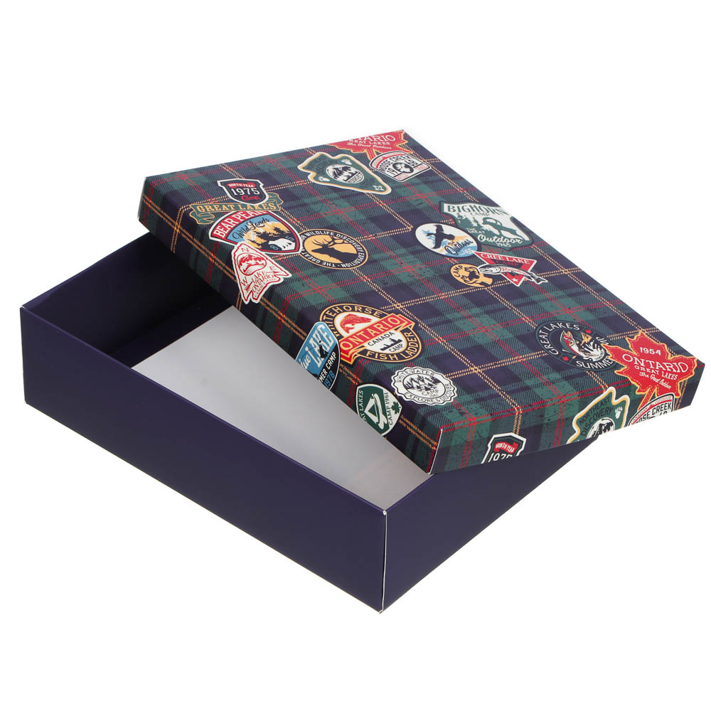 Коробка подарочная складная, бумага, 23х17х6 см, дизайн клетка - #2