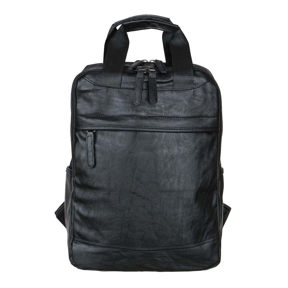Рюкзак универсальный 41x30x13см, 2 отд., 3 карм., иск.кожа ПРЕМИУМ, сдвоенная ручка, черный - #1