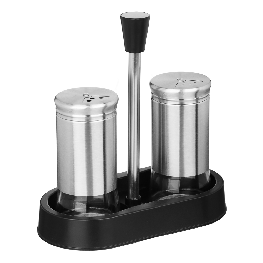 SATOSHI Набор для соли и перца 2шт. 16.6x8.5x17.5см, стекло, нерж.сталь, пластик, цвет серебро - #1