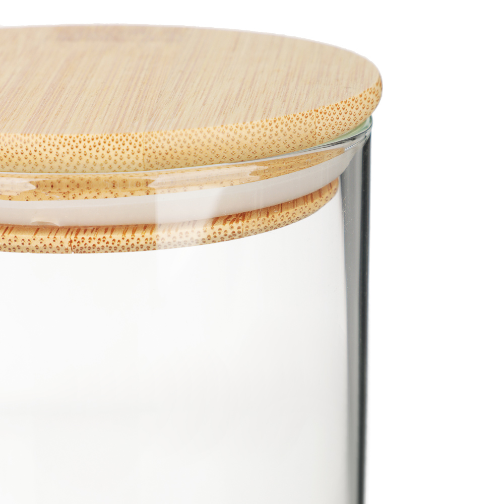VETTA ЭКО Эллипс Банка для хранения 700мл, 15х8,5см, стекло, бамбук - #3