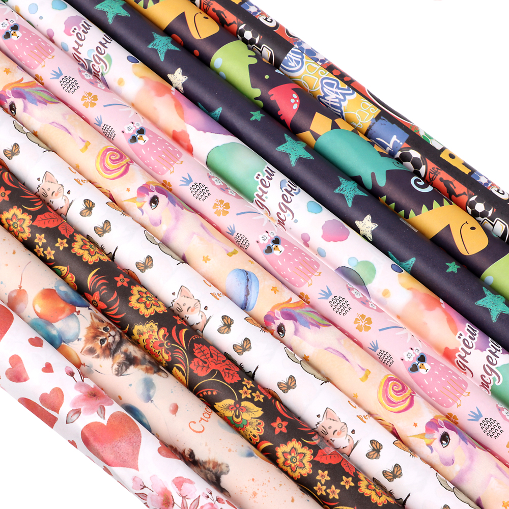 Бумага упаковочная, 70х100см, 70 гр, 10 дизайнов, арт 1 - #4