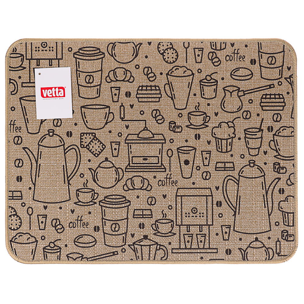 VETTA Коврик для сушки посуды, 40x30 см, искусственный лен, резина - #7