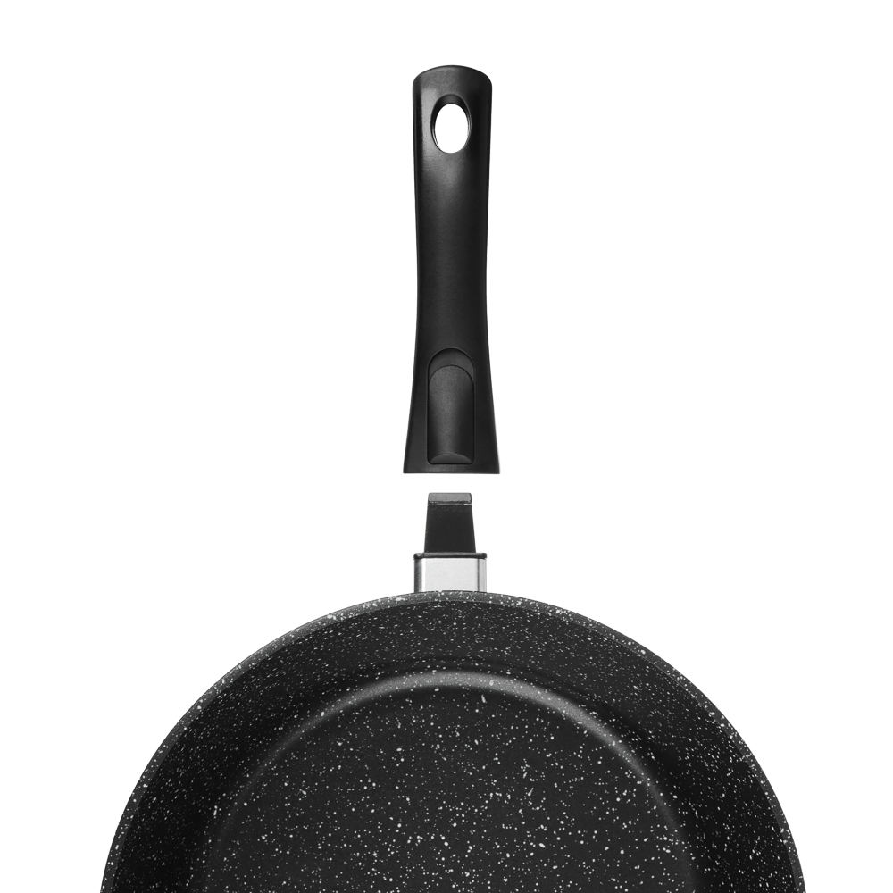 СЛАВЯНА Калина Сковорода литая глубокая d24см, антипригар.покрытие "мрамор", съемная ручка, индукция - #4