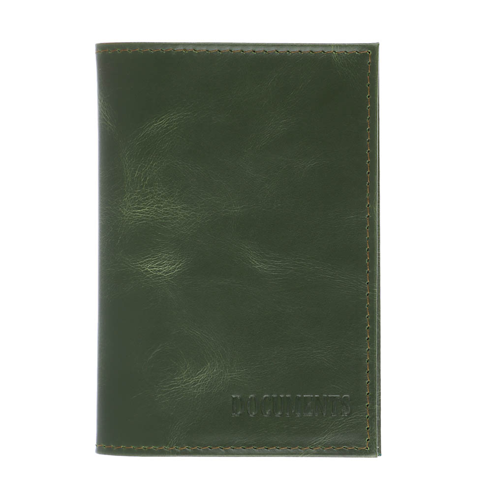 Обложка на паспорт, натур.кожа, бордовый флотер 120 / зеленый пулап 205) - #4