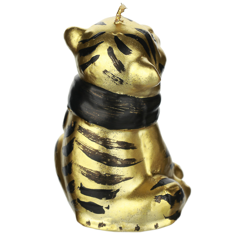 Свеча парафиновая "Тигр в шарфе", 6,3х6,5х9см, 3 цвета (белый, золото, серебро) - #3