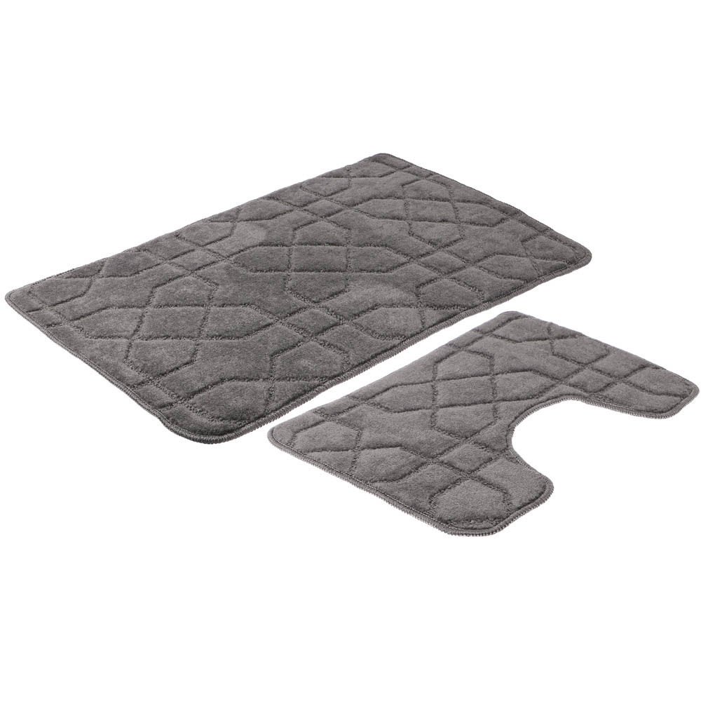 Набор ковриков для ванной и туалета тм VETTA Геометрия, 50x80см + 50x40см, полиэстер, 3 цвета - #9