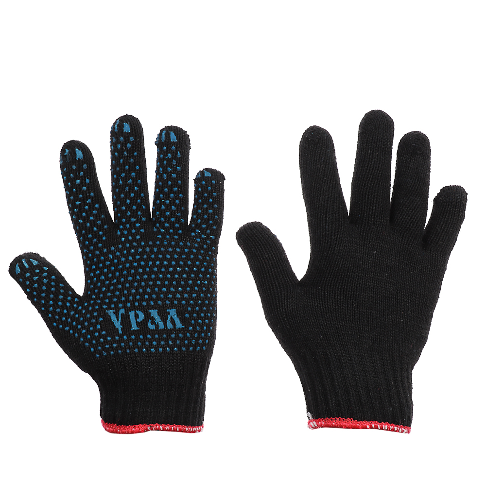 ЕРМАК Перчатки вязаные х/б двойные, зимние, с ПВХ покрытием, 5 нитей, черные, 120гр - #1