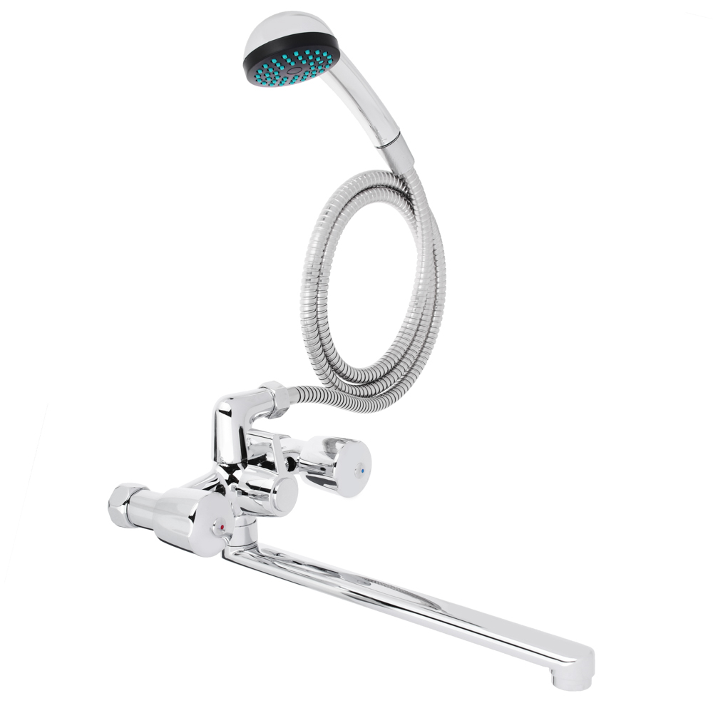 Смеситель для ванны с душем, двухвентильный, прямой излив 30см, хром, 2L30 - #1