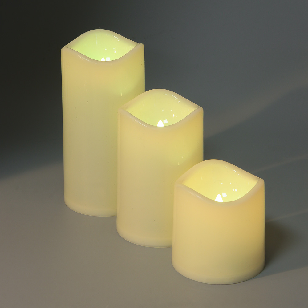 СНОУ БУМ Набор 3шт, светильник декор.LED в виде свечи,7,5х7,5/11,5/15см,PP,3хAАА,13 режимов,пульт ДУ - #13