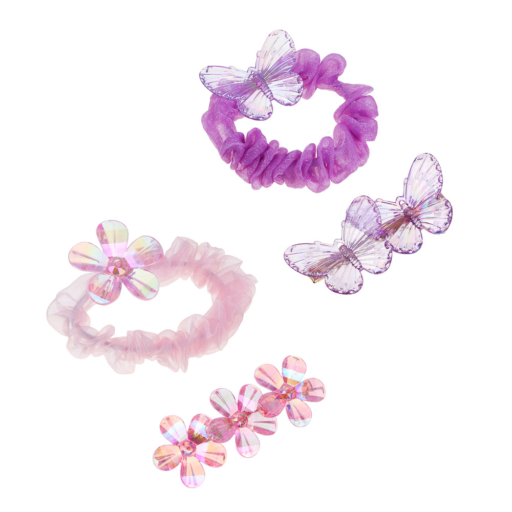 ЮНИLOOK Детские аксессуары для волос: резинка и заколка, d6см, 5,5/6 см, металл, ПЭ, пластик, 2 диз. - #1