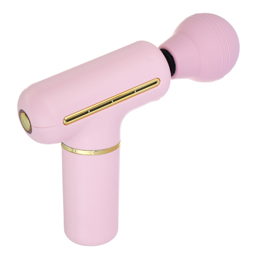 LEBEN Массажёр перкуссионный, 4 режима, розовый, 1200 мА/ч, сила удара 10-12кг - #4