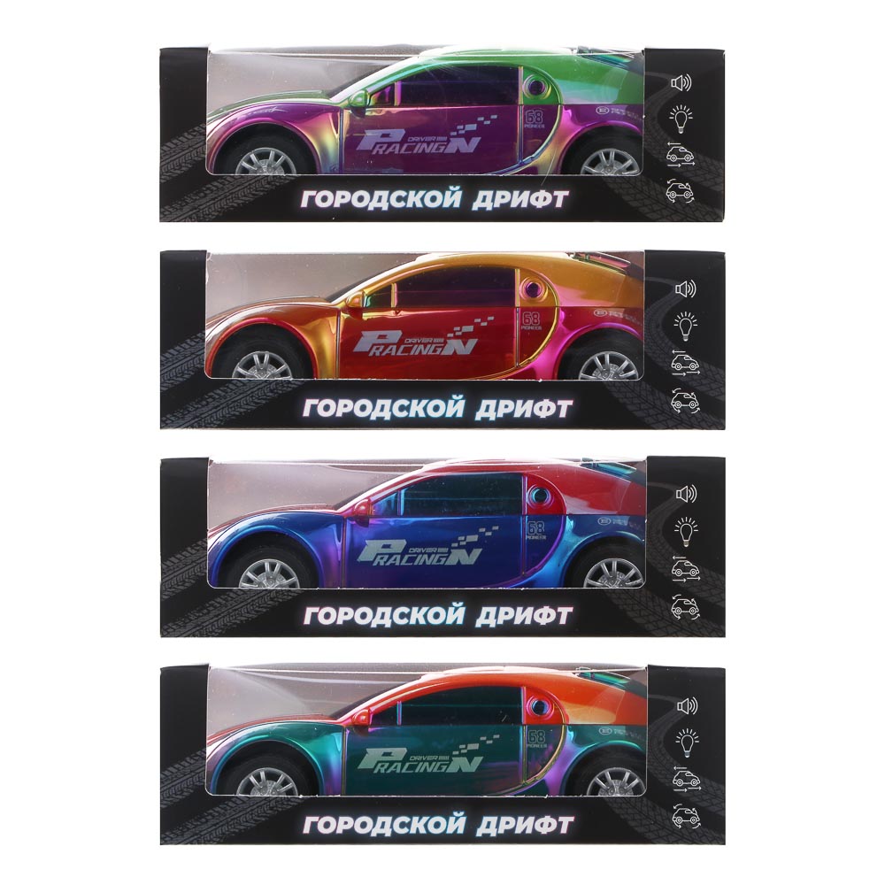 ИГРОЛЕНД Машина "Городской дрифт", инерция, свет, звук, 3хLR41, ABS, 14х6,4х4,4 см, 6 диз - #3