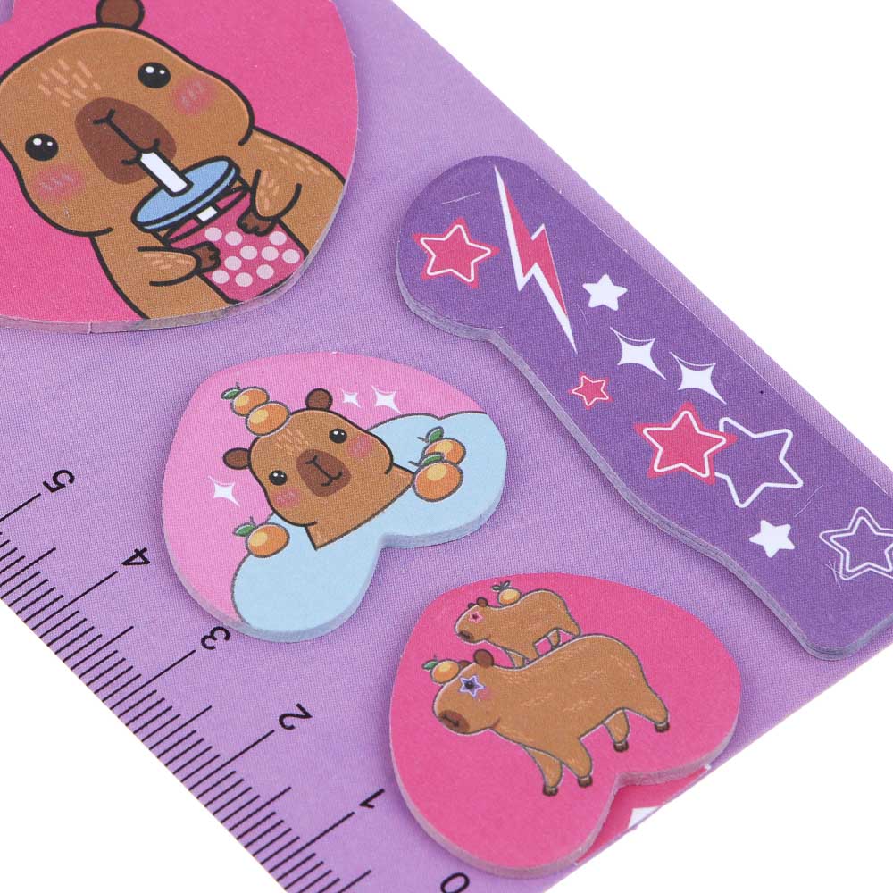 Закладки с клеевым краем фигурные, линейка 15см, 6,7х21,7см, 15 листов, 2 дизайна, Капибара - #4