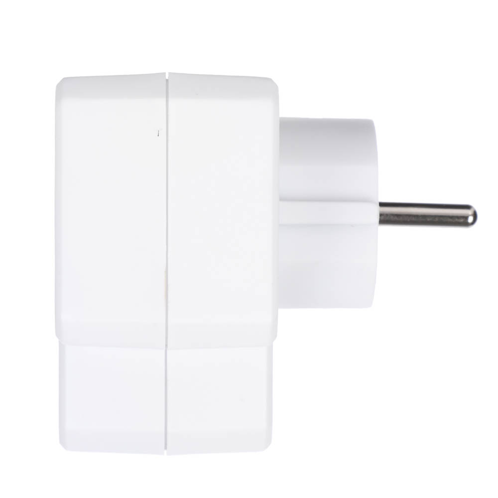 Разветвитель 2 гнезда BY, евро, с заземлением, 16А, 3500Вт, с выключателем, белый - #3