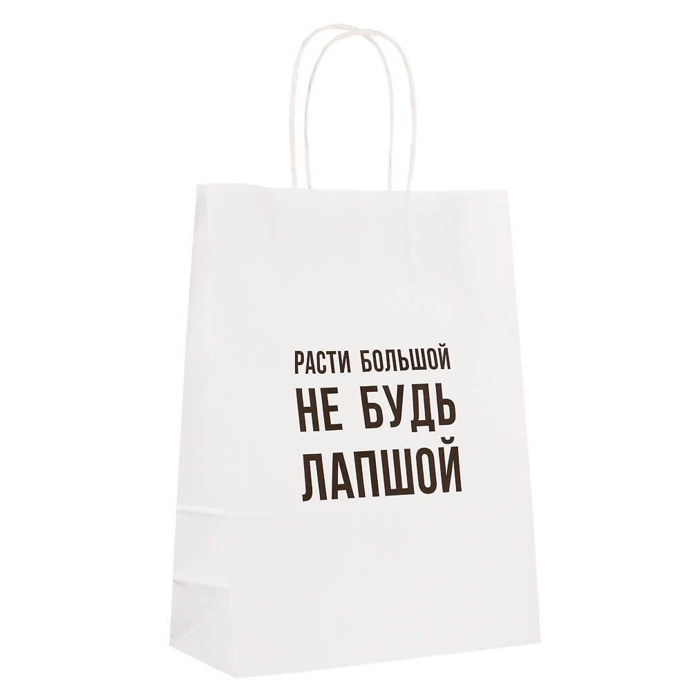Пакет подарочный с надписями, белый, 24x10,5x32см, 5 в асс - #2