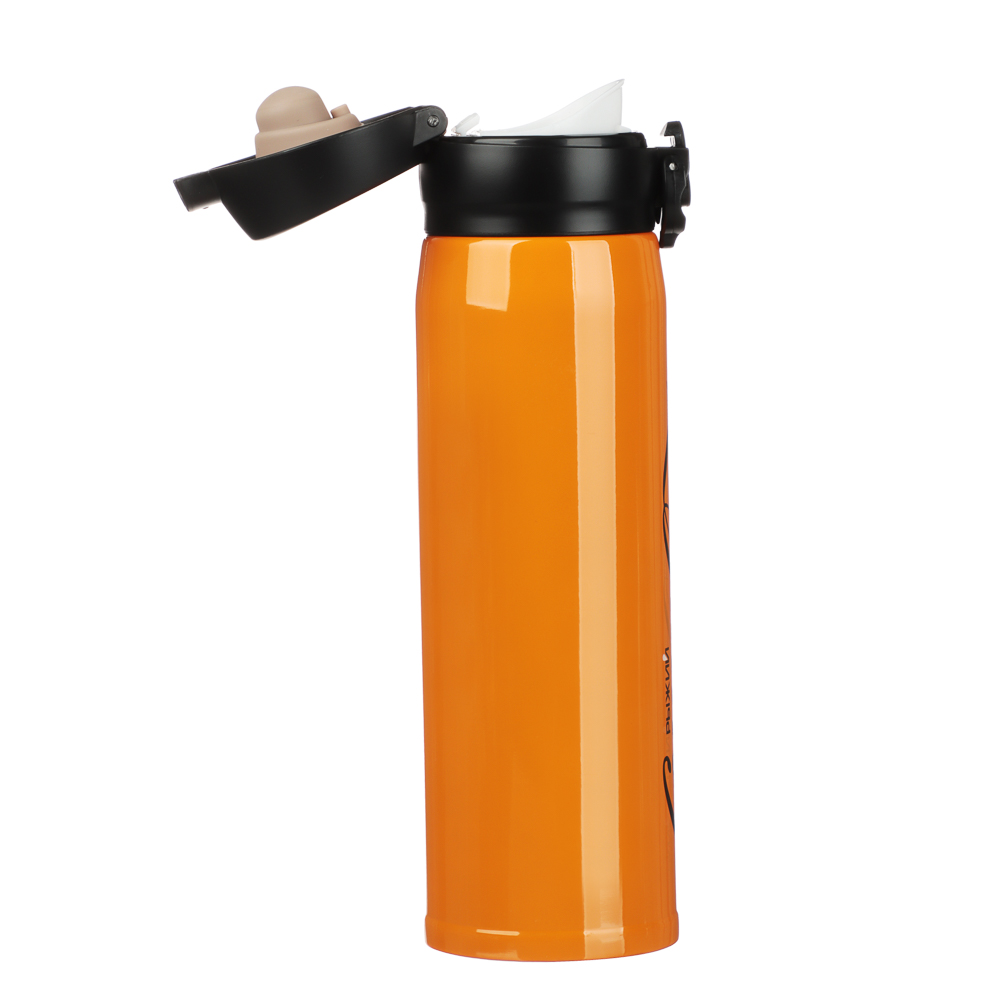 РЫЖИЙ Термос-кружка с крышкой на защелке 450мл, нерж.сталь - #5