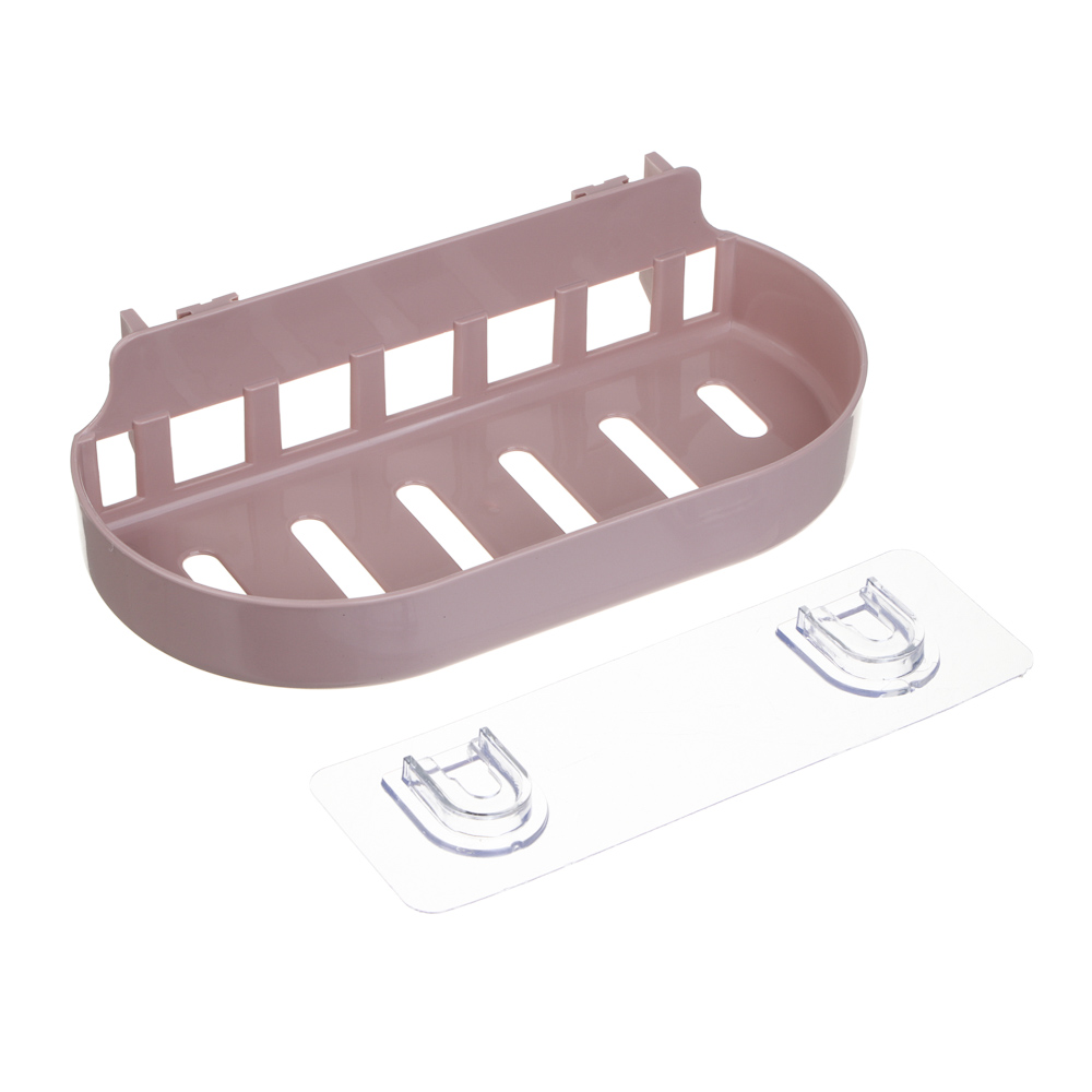 VETTA Classic Полка настенная овальная, пластик, 22x10x3 см, пудровый - #2