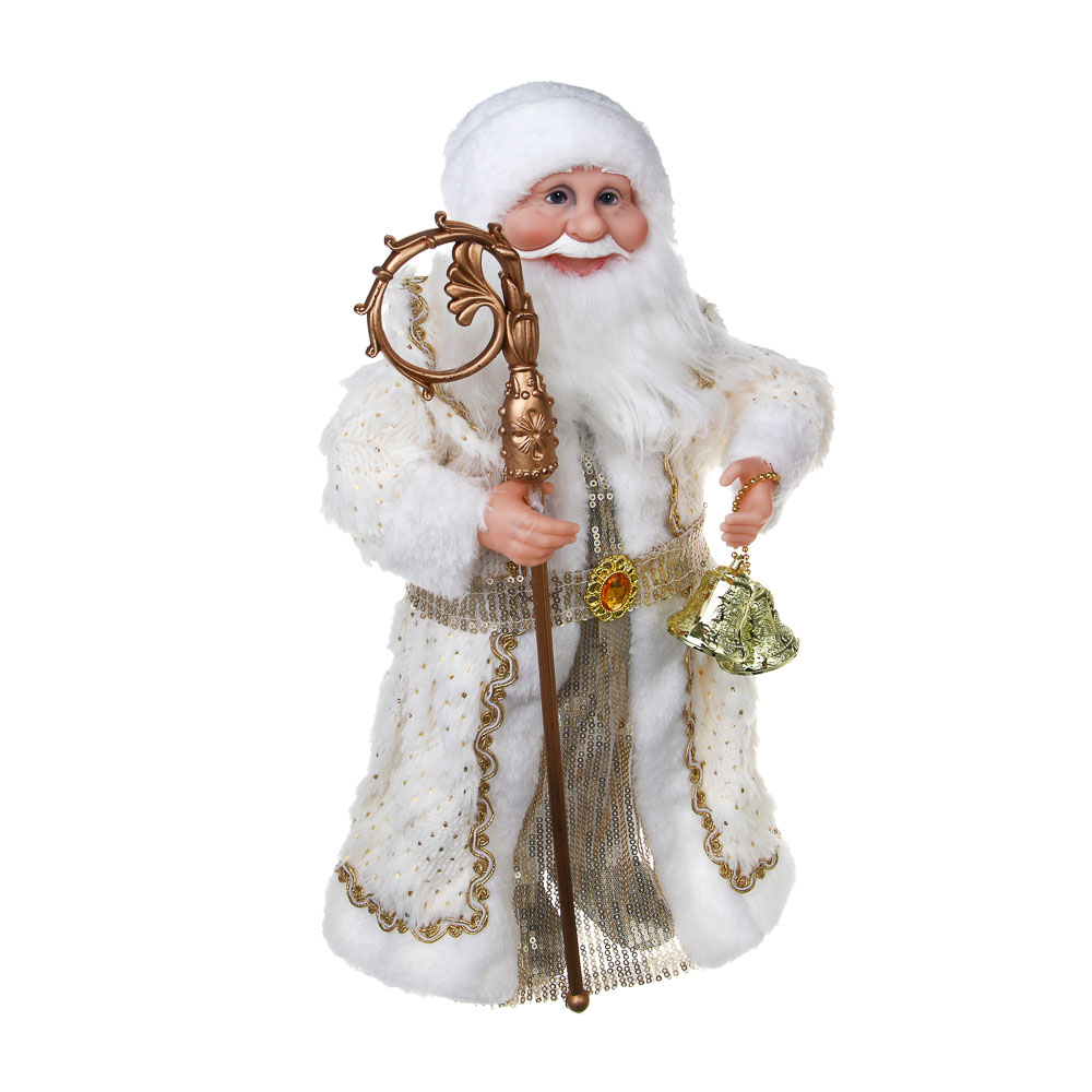 СНОУ БУМ Дед Мороз 42 см белый с золотом, PVC, полиэстер - #2
