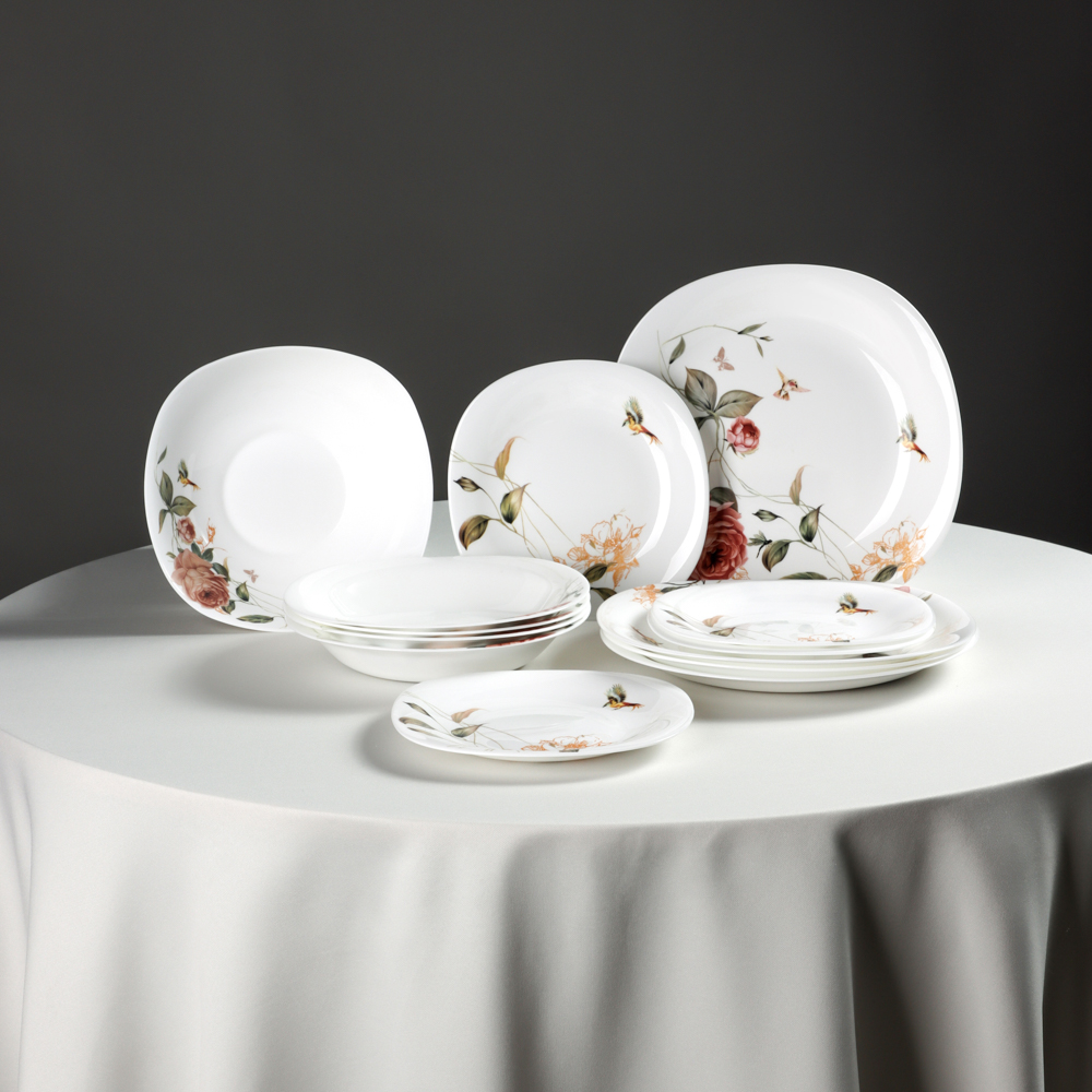 MILLIMI Анета Набор столовой посуды 13 пр., опаловое стекло, квадратная форма, 19019 - #15