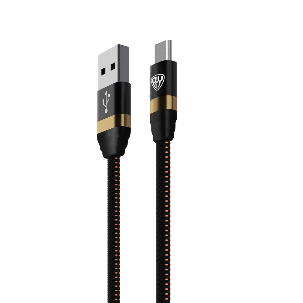 BY Кабель для зарядки Элегант Type-C, 1м, 3А, быстрая зарядка QC3.0, тканевая оплётка, черный - #3