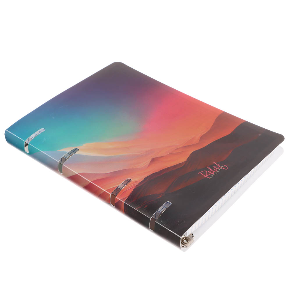 Тетрадь на кольцах А5, 80 л., клетка, обложка пластик, белый блок, микс - #16