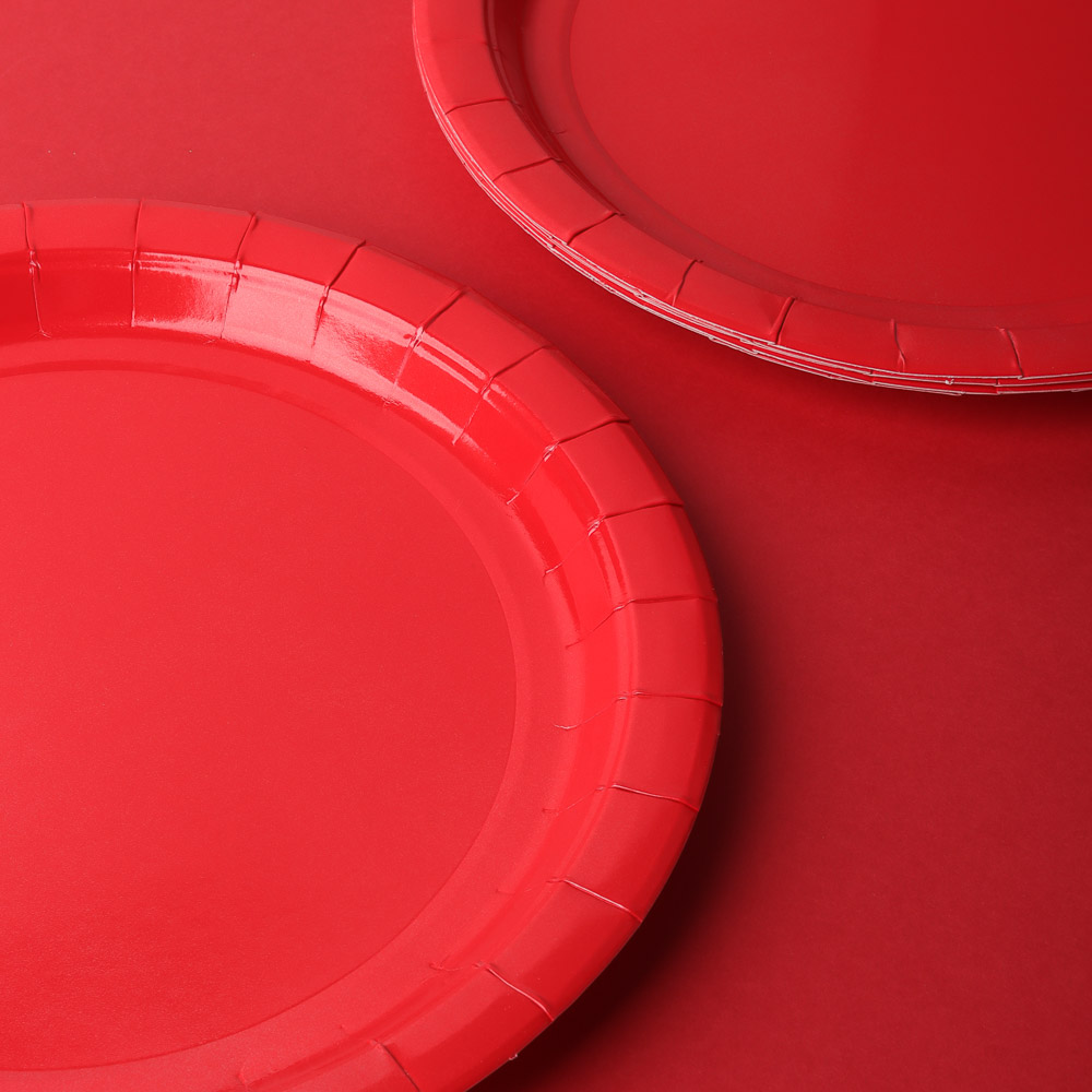 Набор бумажных тарелок, красный, 23 см, 6 шт - #4