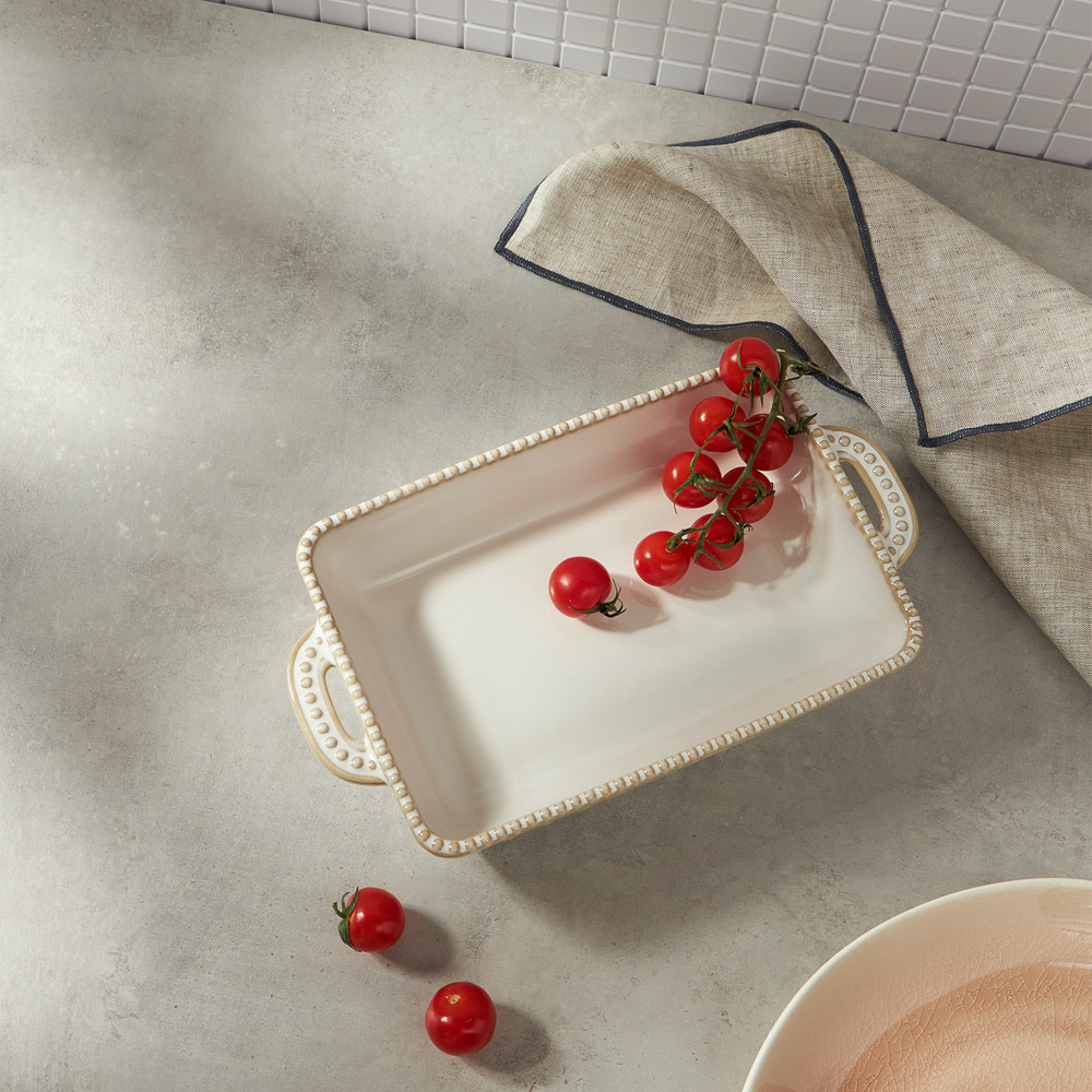 BY COLLECTION Форма для запекания и сервировки прямоугол.с ручками, керамика, 26,5х15х5,5см, бел. - #11