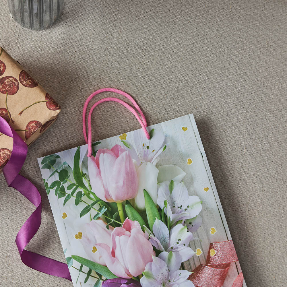 LADECOR Пакет подарочный, бумажный, 26x32x10 см, 4 дизайна, тюльпаны - #11