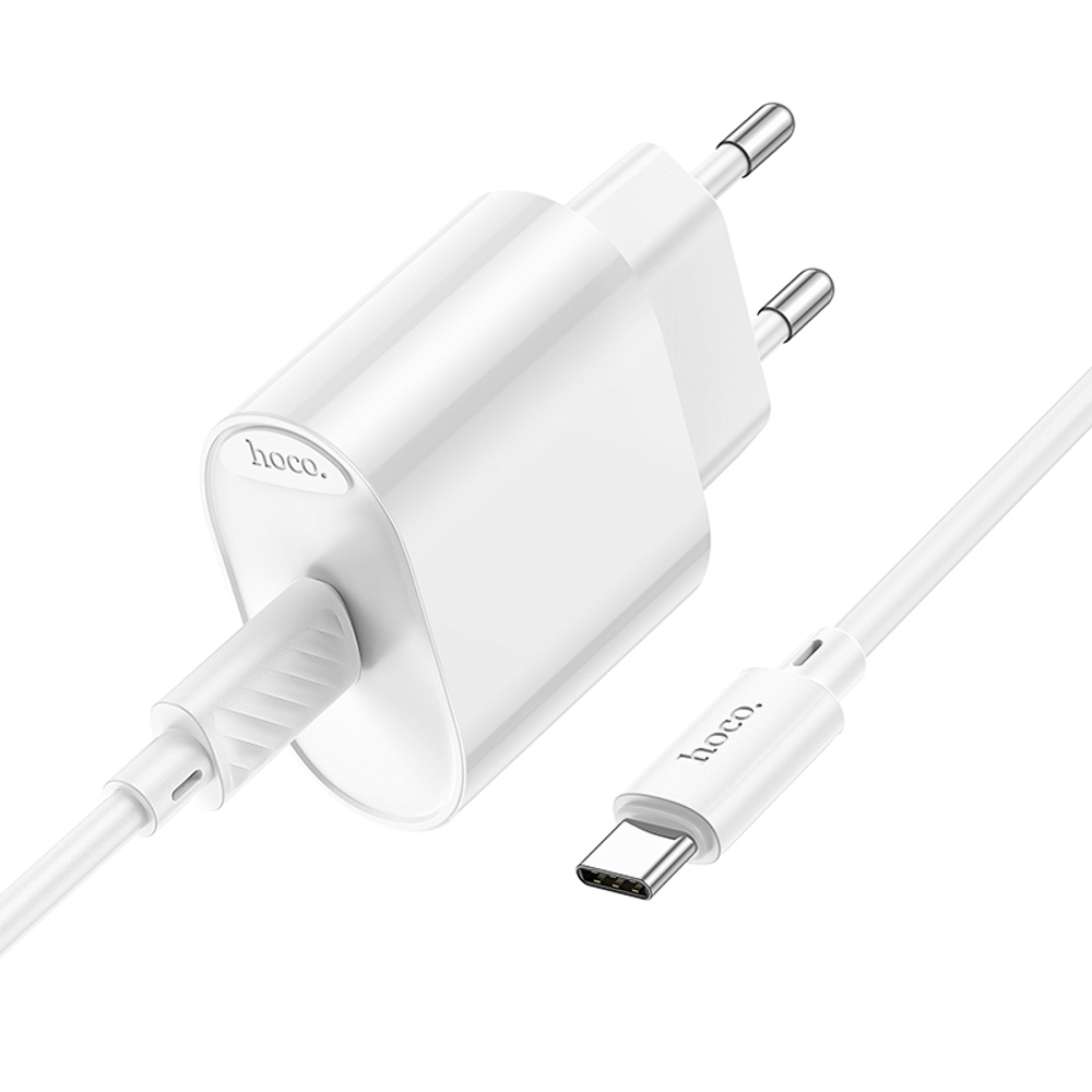 hoco. Комплект зарядное устройство с кабелем модель C109A, USB-С 20W PD, каб C-C 1м, цвет: белый - #3