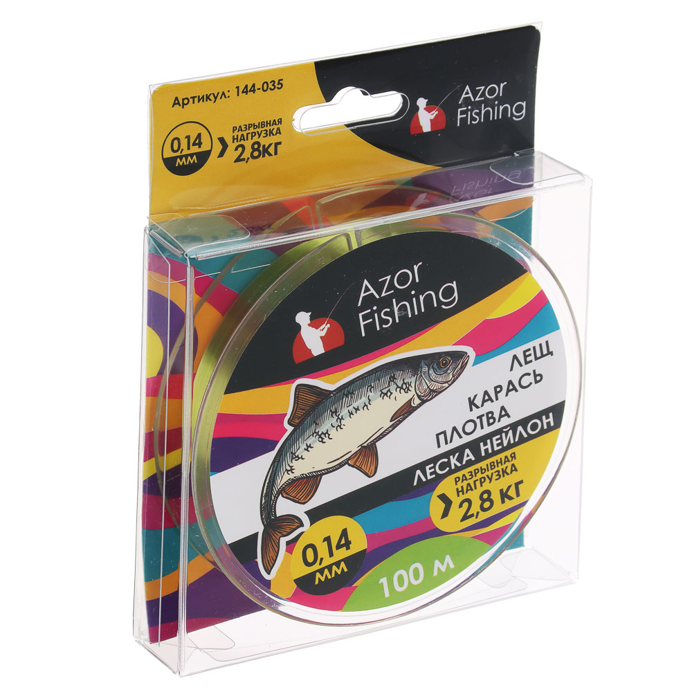 Леска AZOR FISHING "Карась, Плотва" нейлон, 100м, 0,14мм, зеленая, разрывная нагрузка 2,8 кг - #3