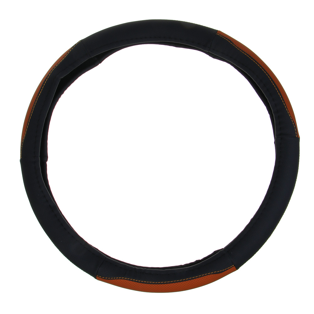 ЕРМАК Оплетка на руль, полиуретан(PU), размер 38 см, перфорированная вставка, черно-коричневый - #2