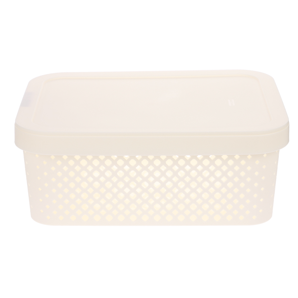 Корзинка для хранения с крышкой Plast Team STOCKHOLM, 10 л молочный туман - #4