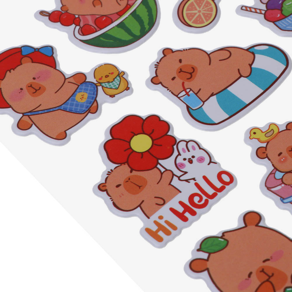 Набор наклеек "Капибара" 10х22см, объёмные, ПВХ, микс 6 дизайнов - #4