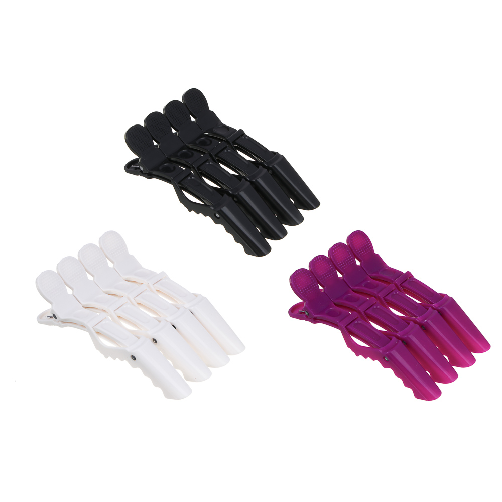 ЮНИLOOK Зажимы парикмахерские 4шт, 11см, пластик, 3 цвета - #1