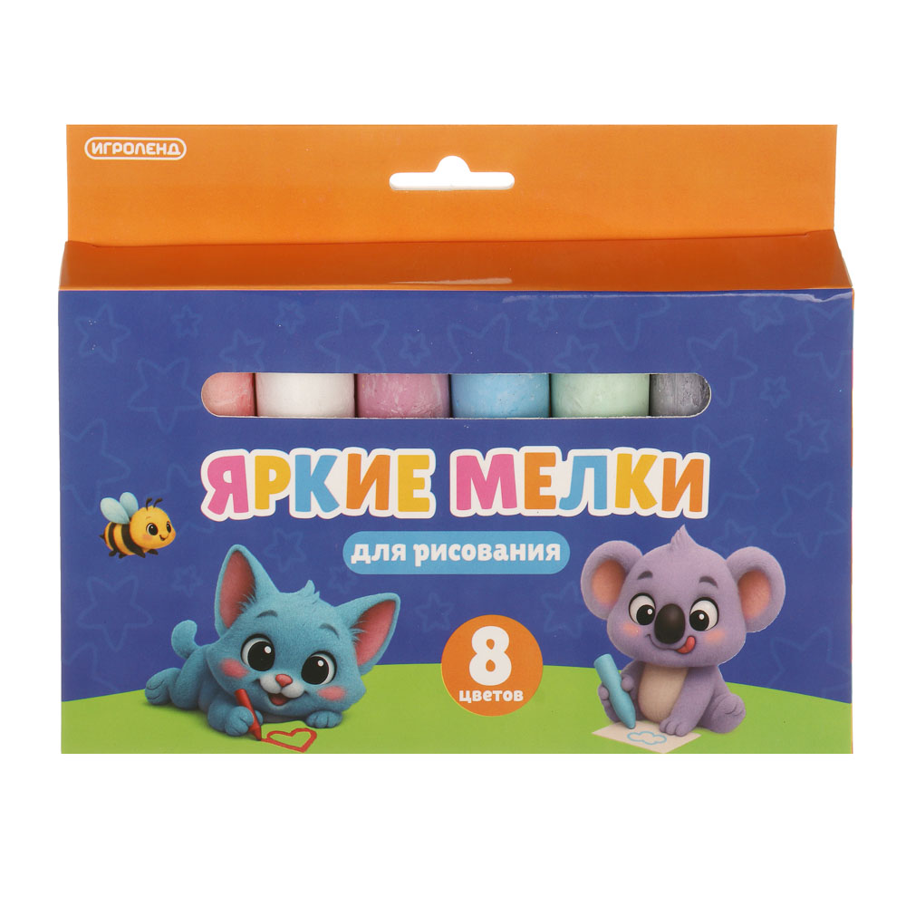 ИГРОЛЕНД Мелки для рисования на асфальте, цветные 8 шт, мел, 13,5х19,5х2,5см - #4