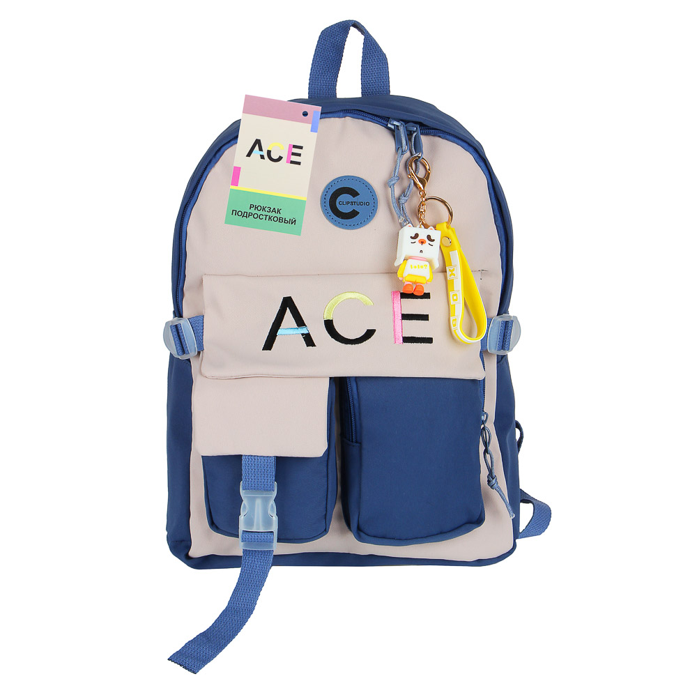 Рюкзак подростковый 42,5x28x13см, 1 отд., 5 карм. (1 на спинке), нашивка, вышивка, 3 цвета, ПЭ - #7